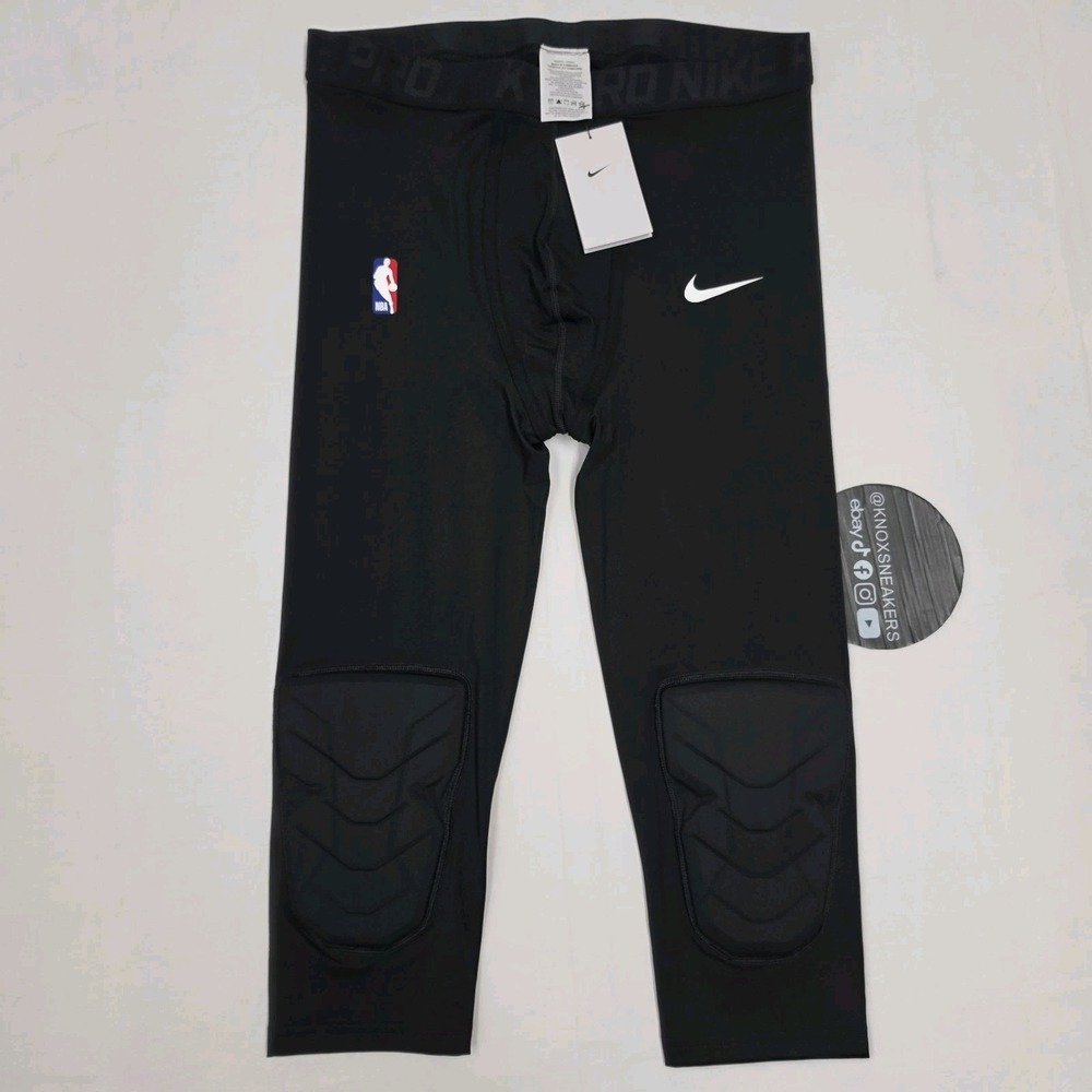 Nike Pro NBA Team Issued 3/4 Padded Compression Tights Black AA0756-010 Mens XL